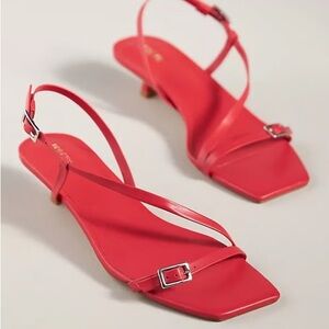 Anthropologie Maeve Leather Kitten Heel Sandals NWT